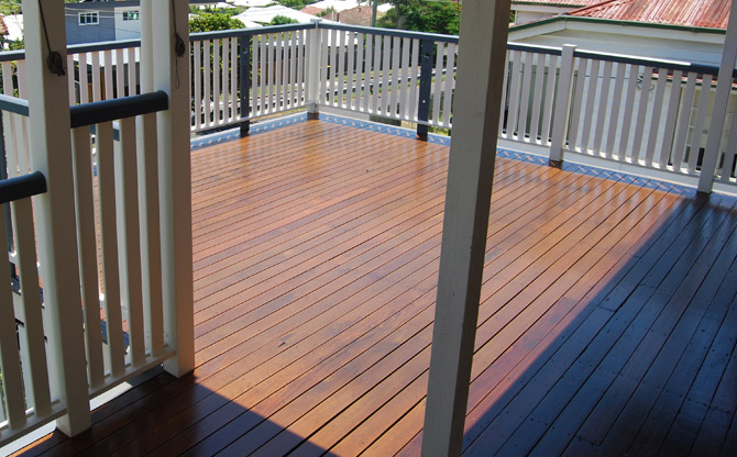 Polished timber deck